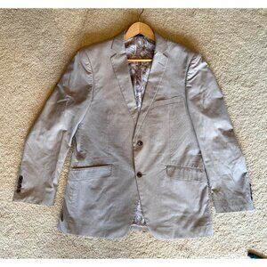 Madison Mens Beige Lined Blazer Jacket 100% Cotton Shell Polyester Lining Size 4